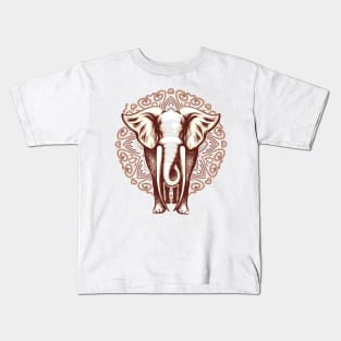 Elephant on Mandala background Kids T-Shirt